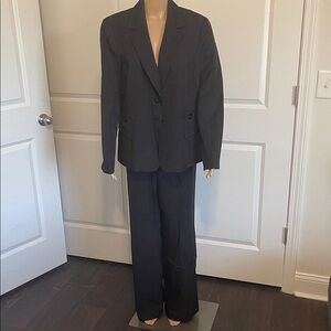 Le Suit Size 18 2-Piece Suit w/ Blazer Jacket Black Pinstripe